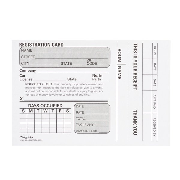 Registry Registration Card, W/ Receipt, 1000Pk U72244-BAH